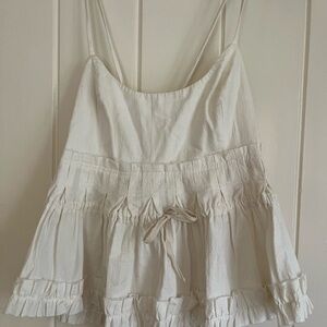 Free People Cream Textured Top